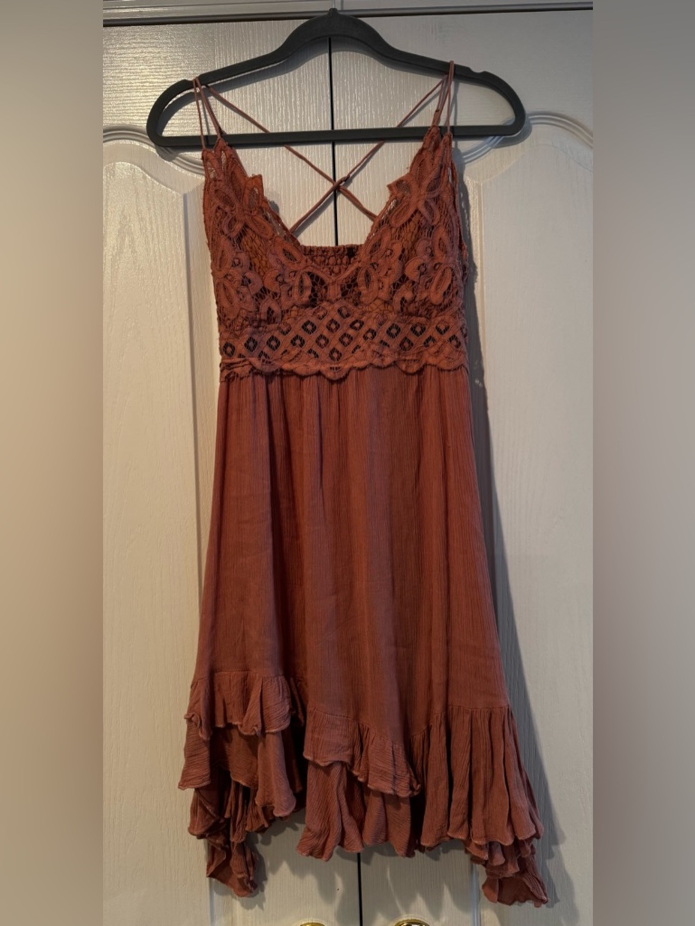 Free People Mauve Pink Adella Mini Dress - Size L - Picture 2 of 5